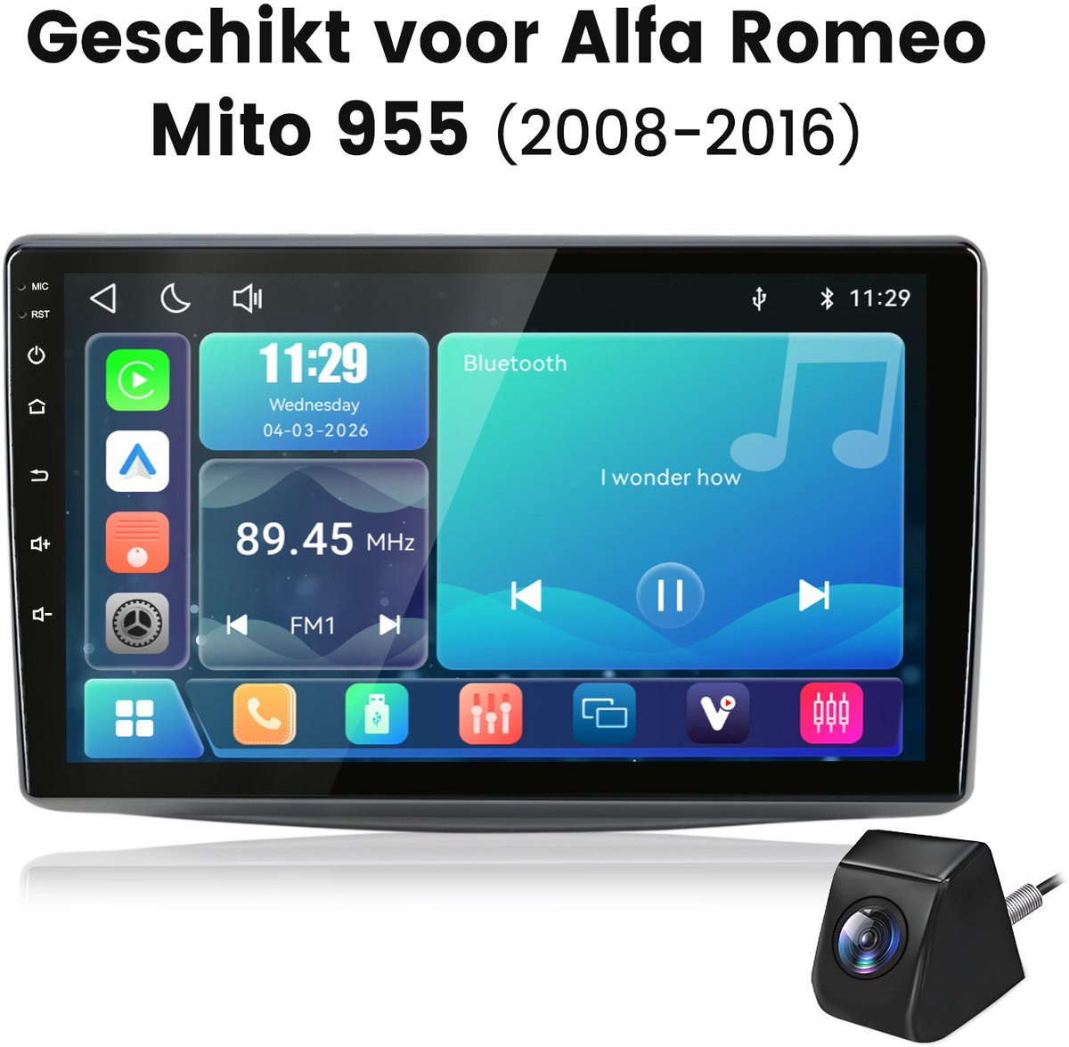 Cestovet Autoradio - Geschikt VoorAlfa Romeo Mito 955 2008-2016 -LINUX Draadloze CarPlay - 9-inch HD Touchscreen, FM DSP - achteruitkijkcamera