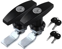 Nokslot - 2-pack - met sleutel - Meubelslot - T-greepslot - Beveiligingskastslot - Ladeslot - Klein slot met sleutel - Geschikt voor meubelkasten, brievenbussen, laden - Zwart