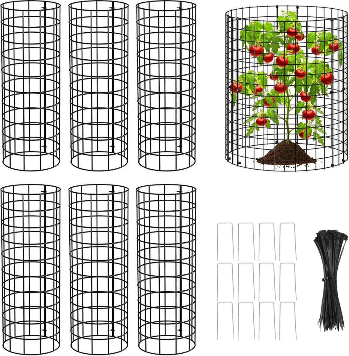 6 Stuks Plantenbeschermers Tegen Dieren - Metalen Gaas Plantenkooien - Kippengaas Op Rol - Plantenbeschermingskooien