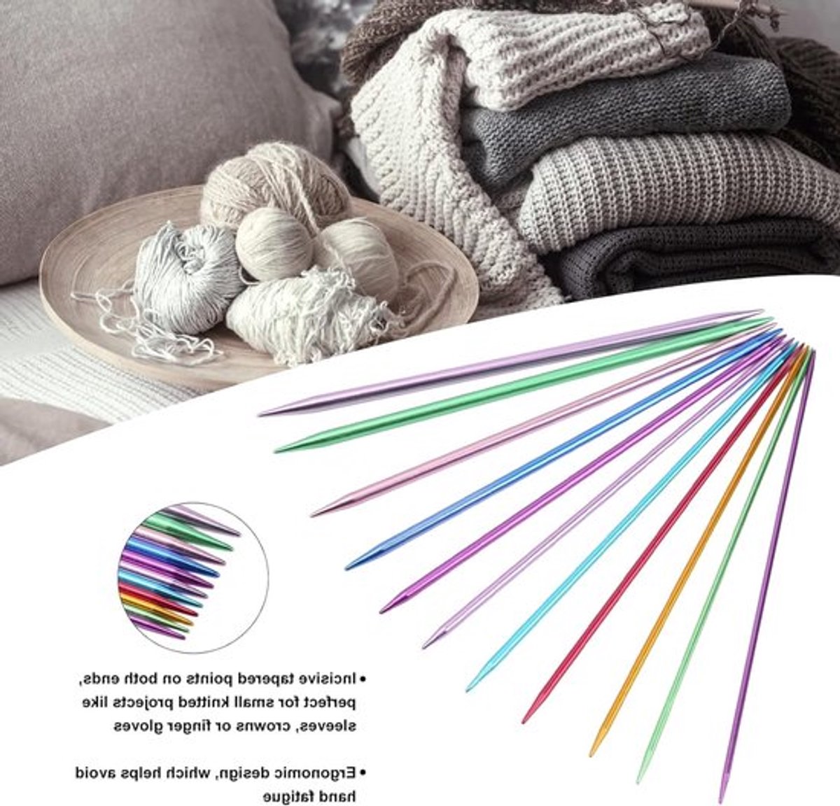Kleurige Breinaalden Set van 55 Stuks, Rechte en Dubbelpuntige Naalden in Diverse Maten van 2.5mm tot 6.0mm, Ideaal voor Beginners en Ervaren Breiers, Perfect voor Moeders en Kinderen