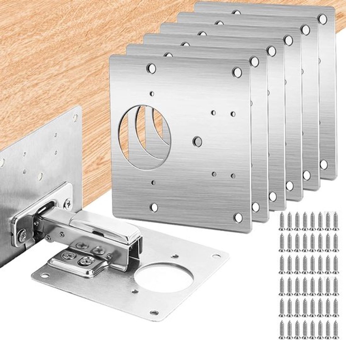 Kastbeugels reparatie kit van roestvrij staal - platte bevestigingsbeugels - verborgen scharnier reparatieplaten - geschikt voor keuken kast - meubels raamdeur - 6 stuks