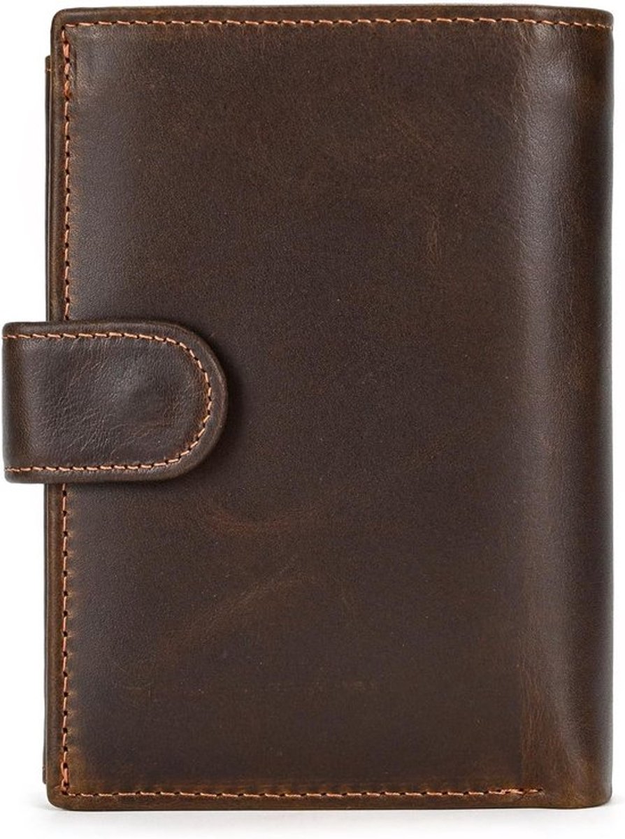 Multifunctionele Herenportemonnee van Koeienleer met 13 Kaartsleuven en Muntcompartiment, Ideaal voor Dagelijks Gebruik en Reizen, Bruin Retro Design