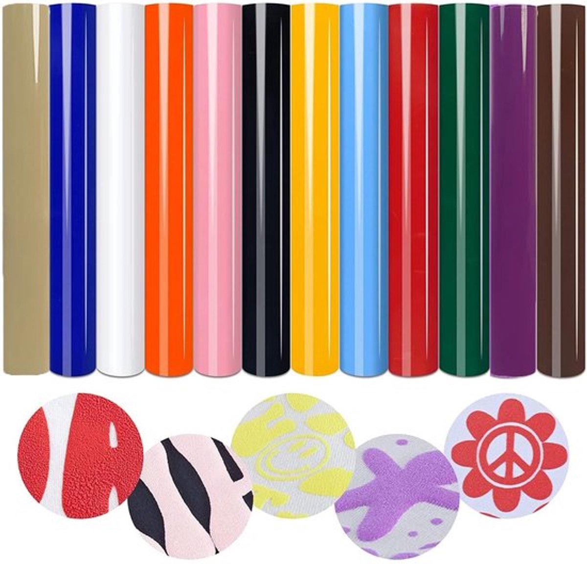 Set van 12 Vinyl Textiel Strijkapplicaties 30,5 x 25 cm voor Creatieve Kleding, Hoeden en Stof Decoratie