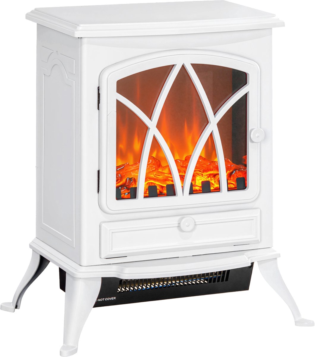 HOMCOM-Elektrische haard-Plastic-45x28,5x54cm-Blanc