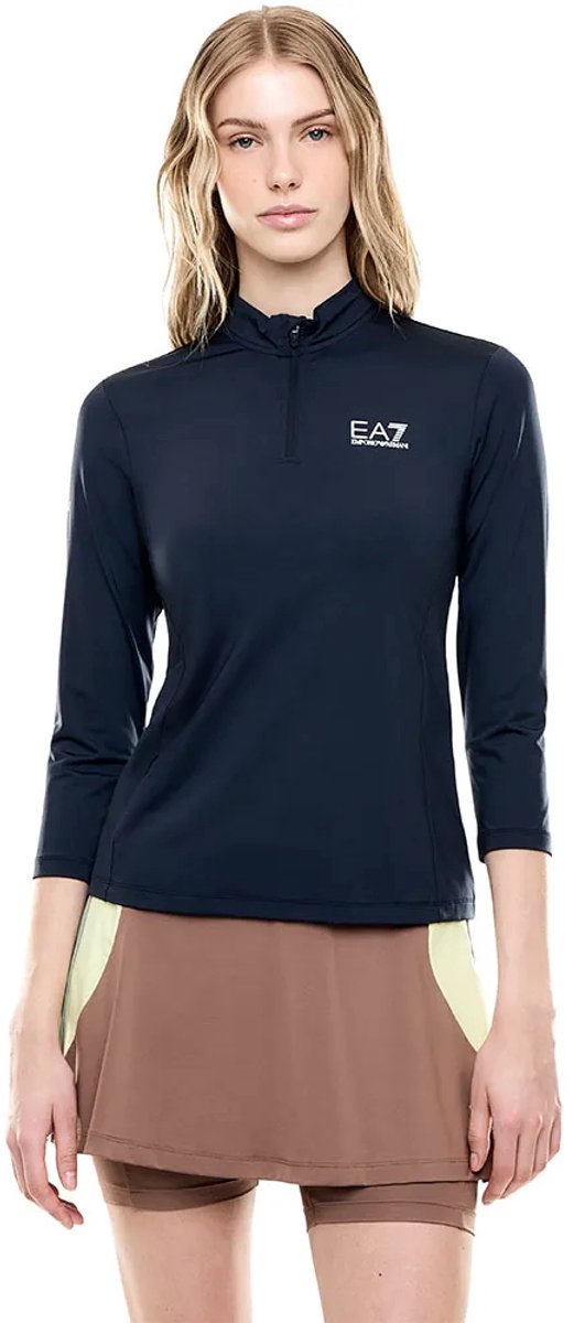 Ea7 Emporio Armani 7w001563_af14524 Half Rits Lange Mouw T-shirt Blauw M Vrouw