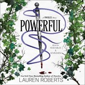 Couverture du livre 'Powerful' avec une aiguille argentée entourée de fil violet et des gouttes de sang. Des feuilles et des branches vertes encadrent le titre et l'auteur.