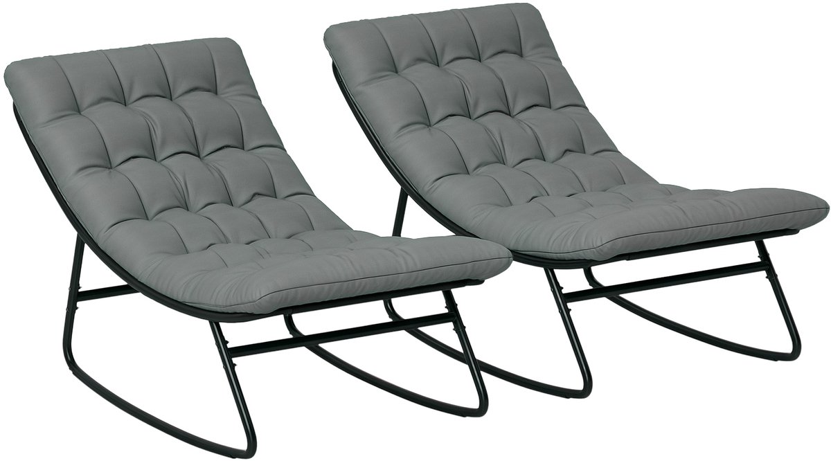 Outsunny-Schommelstoelset-Polyester-64x101x71cm-Donkergrijs