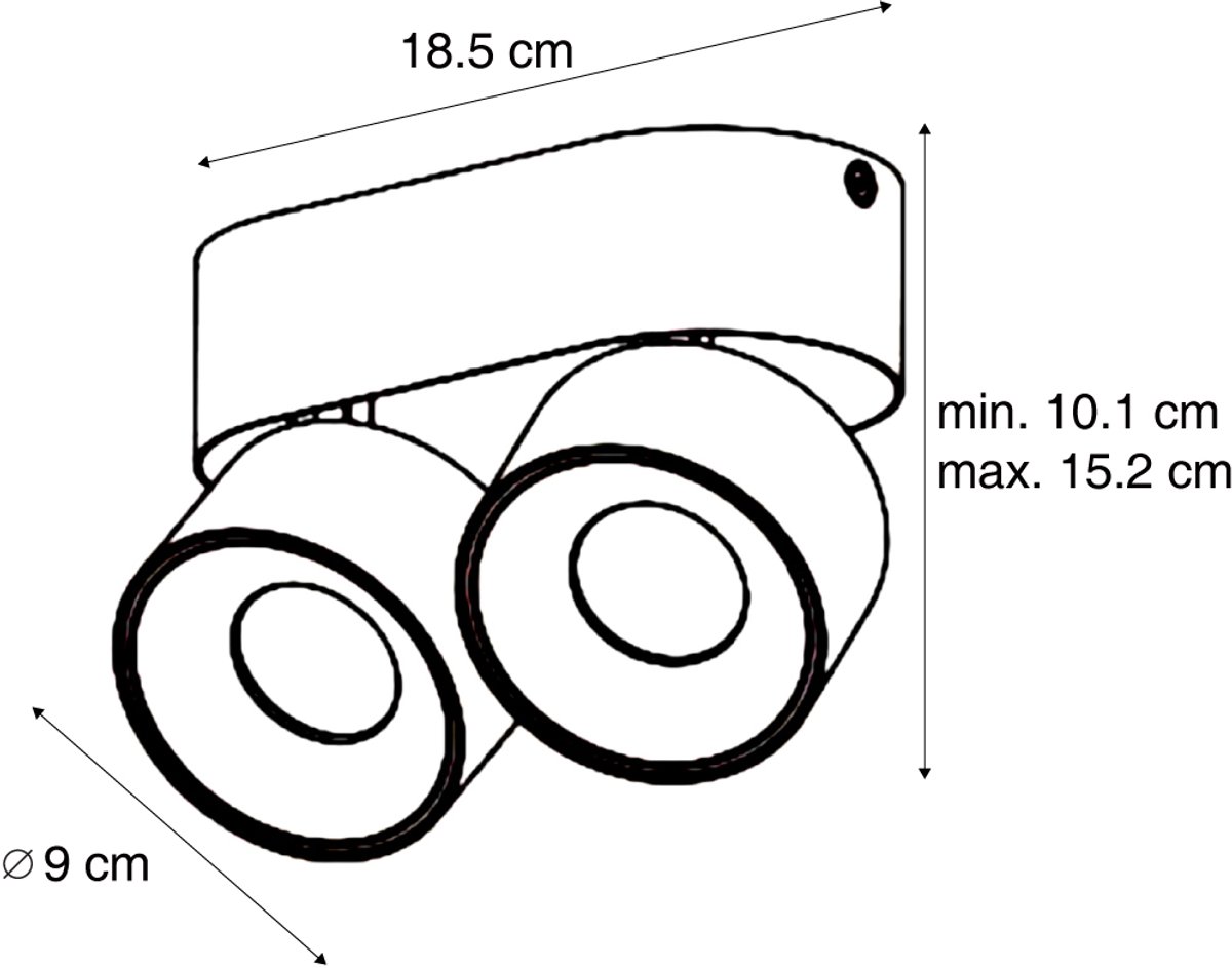 Qazqa verstelbare spot, opbouwspot, plafondspot - Echo - wit , max. 10W, geschikt voor led, 18.5cm, rond, 2-lichts, ideaal als hal, keuken, slaapkamer