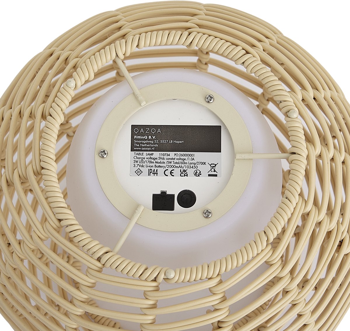 Qazqa led moderne oplaadbare, snoerloze, rechargeable lamp voor in de tuin - Oli - naturel, incl. 2W geintegreerde led, dimbaar, 20cm, IP44