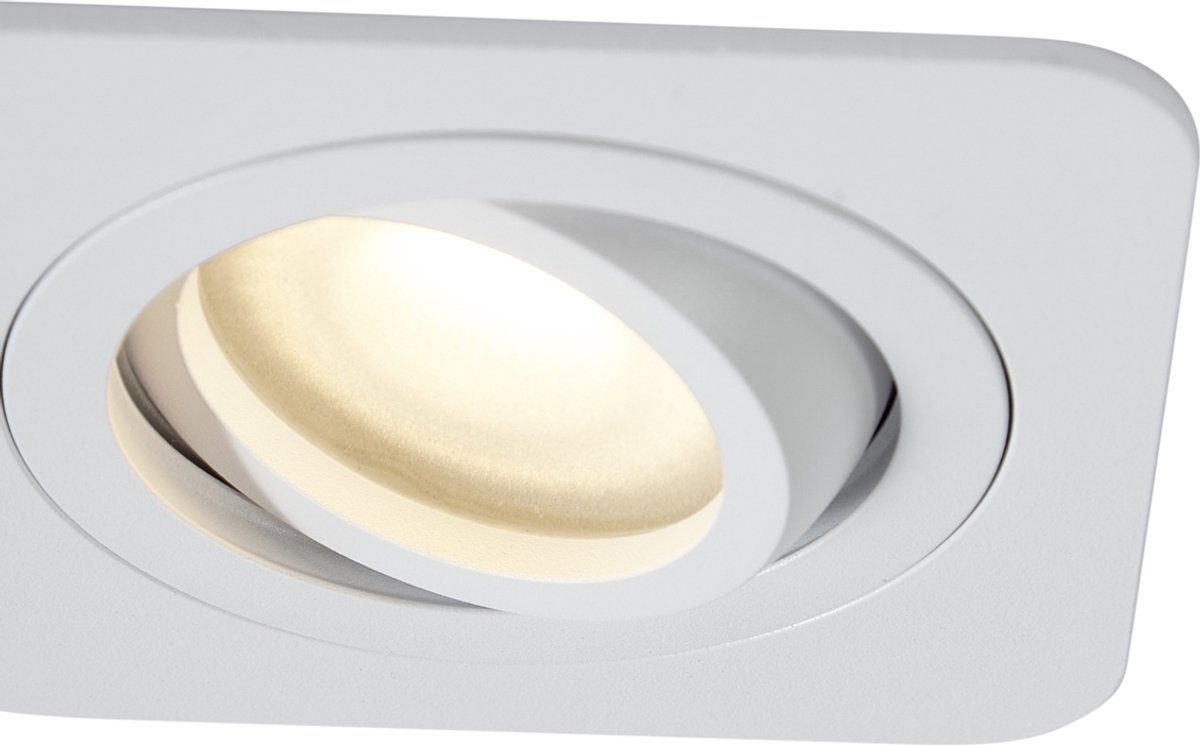 Qazqa inbouwspot, inbouwlamp - Alberto - wit , 9cm, vierkant, IP44, binnenverlichting, in set van 6.