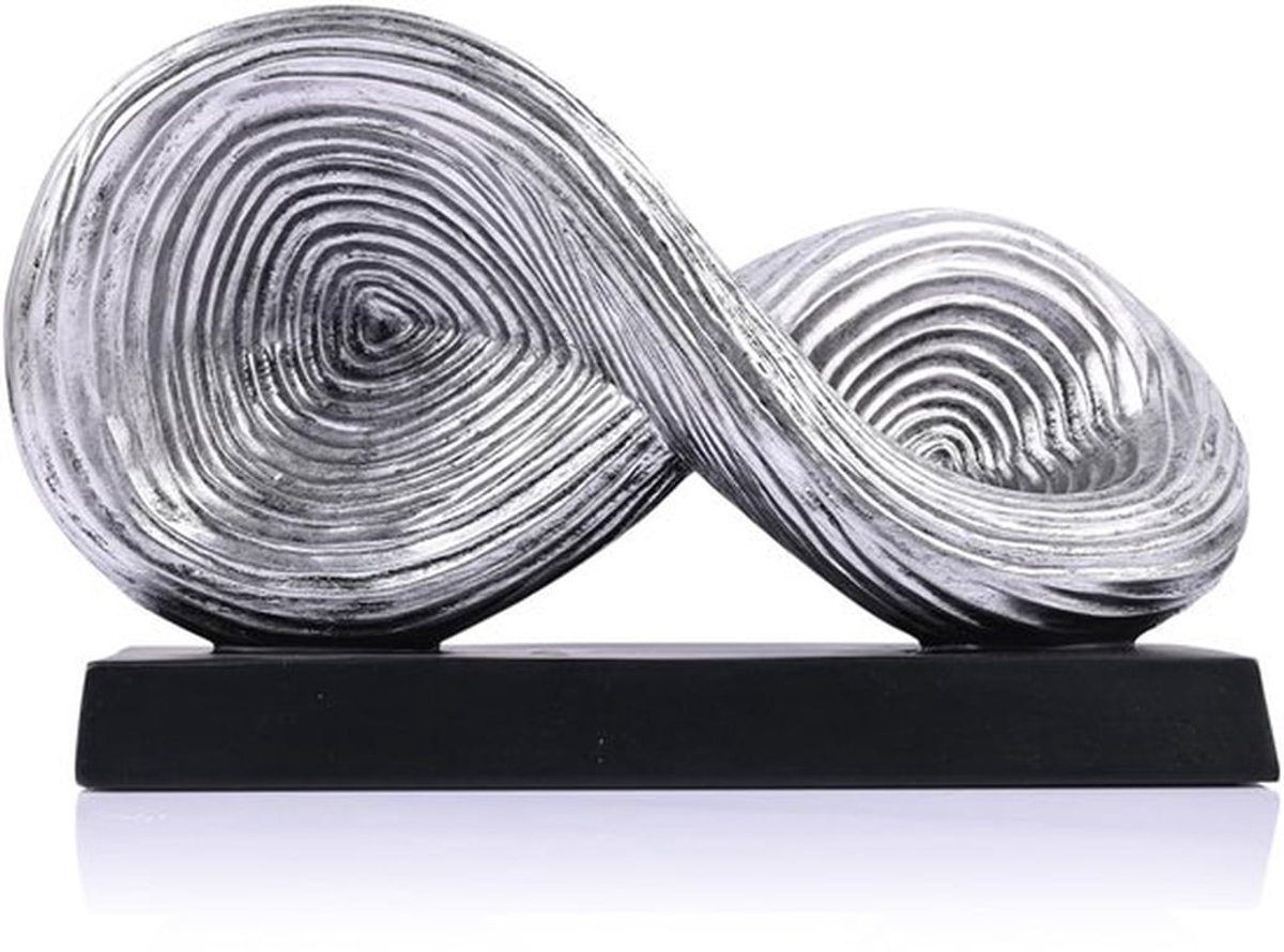 Kunstsculptuur Abstract - Infinity Knoop Beeld - Decoratief Standbeeld - Modern Huisaccent - Zilveren Afwerking - Essentiële Aanvulling