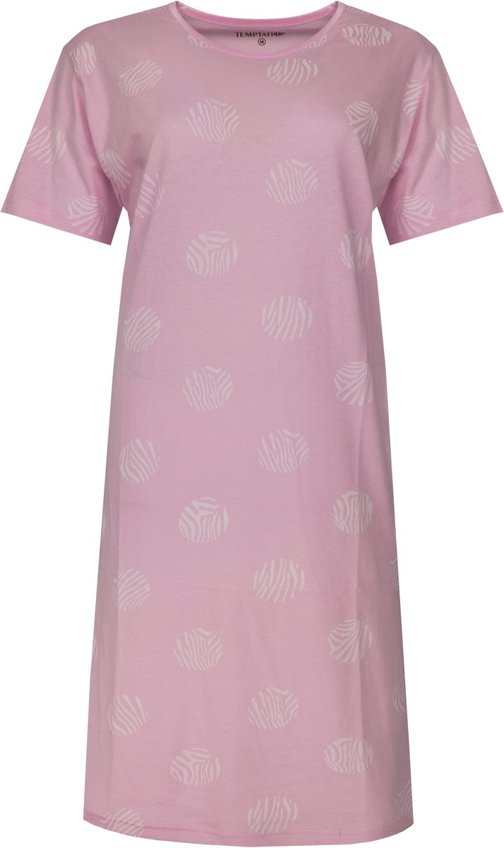Temptation Dames Big Shirt - Korte Mouwen - Roze - Maat L