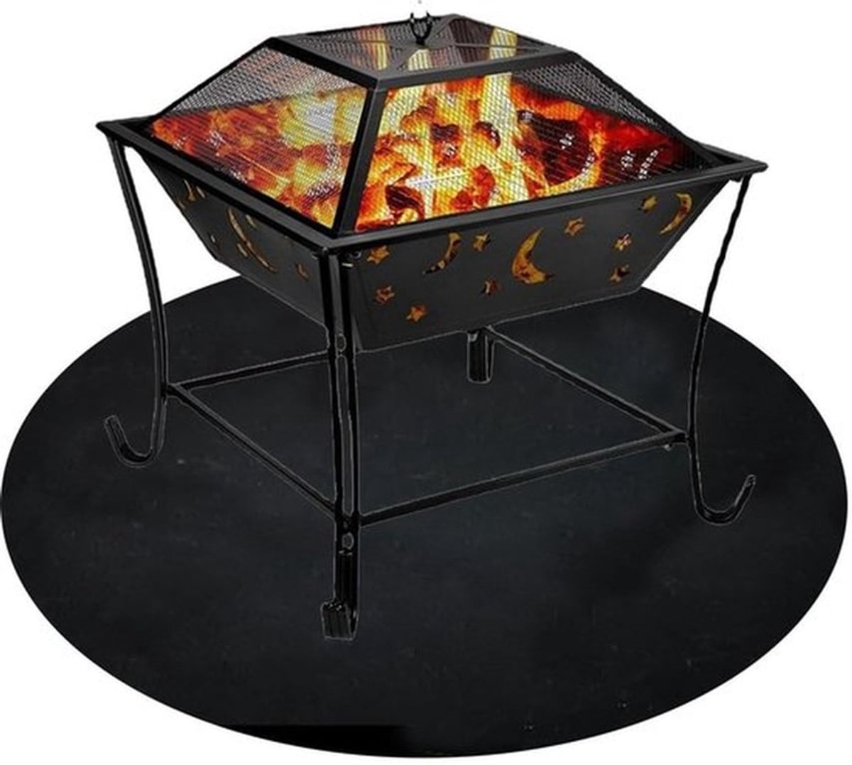 Vuurvaste BBQ grills mat vuurschaal onderlegger rond zwart vuurvaste mat, 3 lagen mat vloerbescherming onderlegger grill, vuurbestendige mat, winter-haardmat