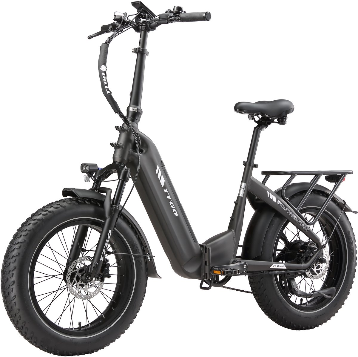 TTGO F6 Boost Elektrische Fiets – 250W Motor - 48V18Ah Lithium Accu – Actieradius tot 140 km – Hydraulische Schijfremmen – 20×4.0 inch Fatbike Banden - Shimano 7 Versnellingen - Vouwfiets - Grijs