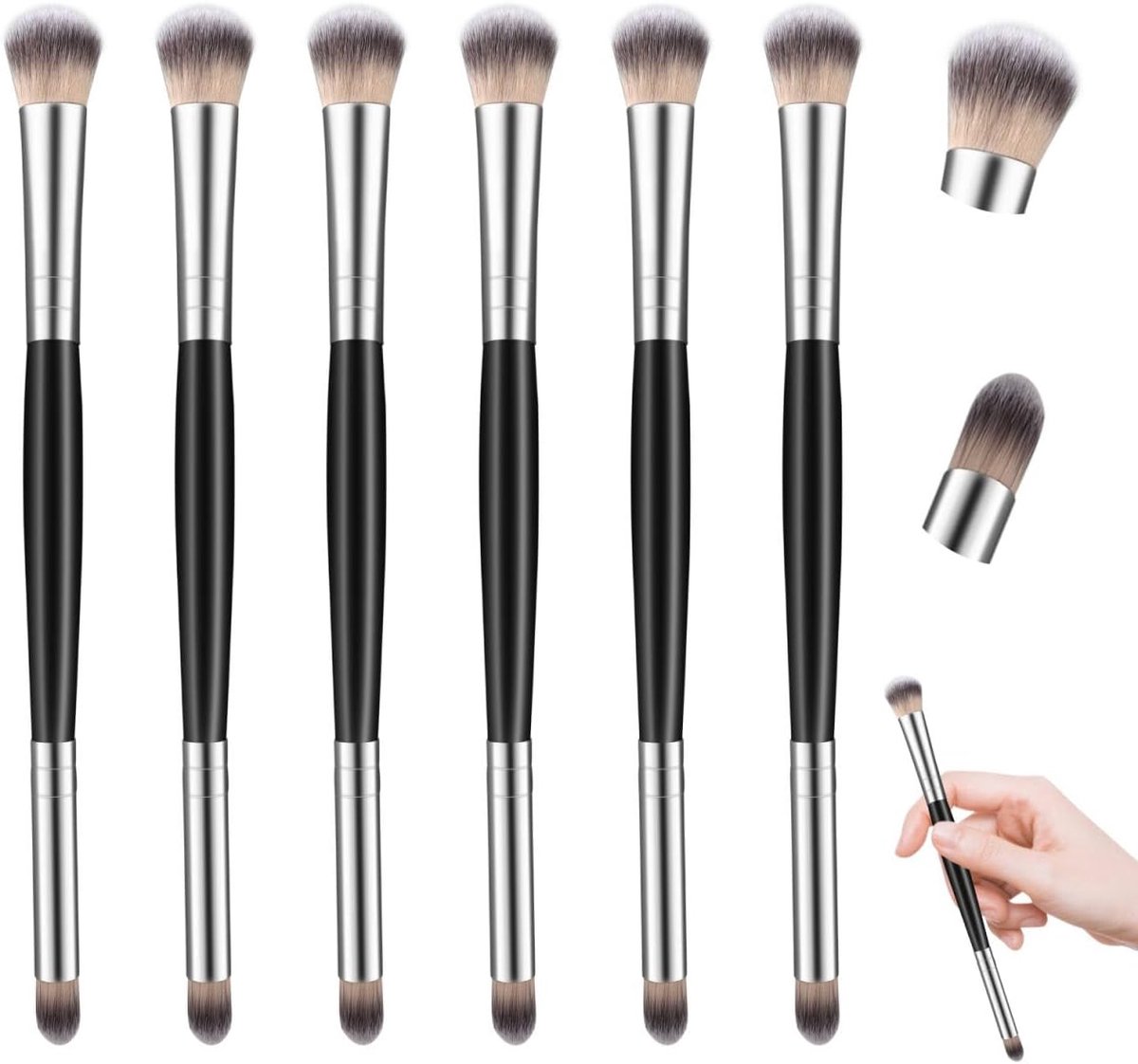6 Pcs Eye Makeup Brushes, Eyeshadow Brush Set, Double Head Makeup Brush Set, Makeup, Eye Brush Set, Concealer Brush - ShopVlot