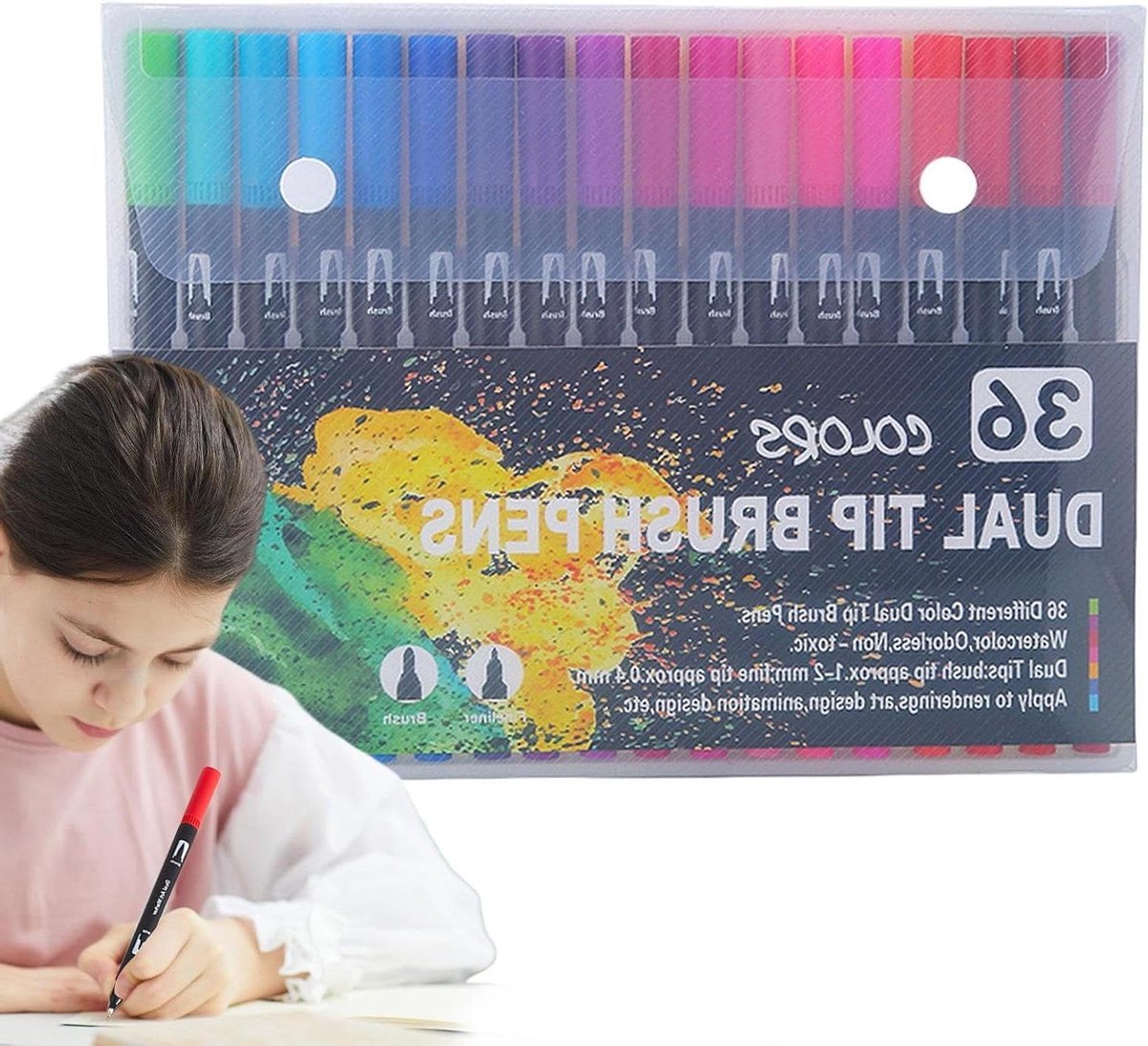 Brush Markers - Kleurstiften Set - Artistiek Tekenen - Dubbele Punt - 36 Kleuren - Multicolor