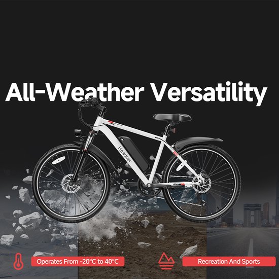 HEADEER BK1350 E-bike - 26 inch - 56km actieradius - 48V 13.5Ah accu - Topsnelheid 25 km/u - Wit — afbeelding 4
