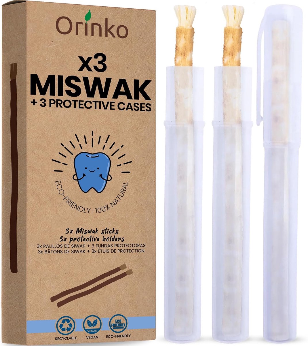 Miswak sticks x3 met etui - natuurlijke tandverzorging - biologisch en duurzaam - voor gezonde tanden en frisse adem - ShopVlot