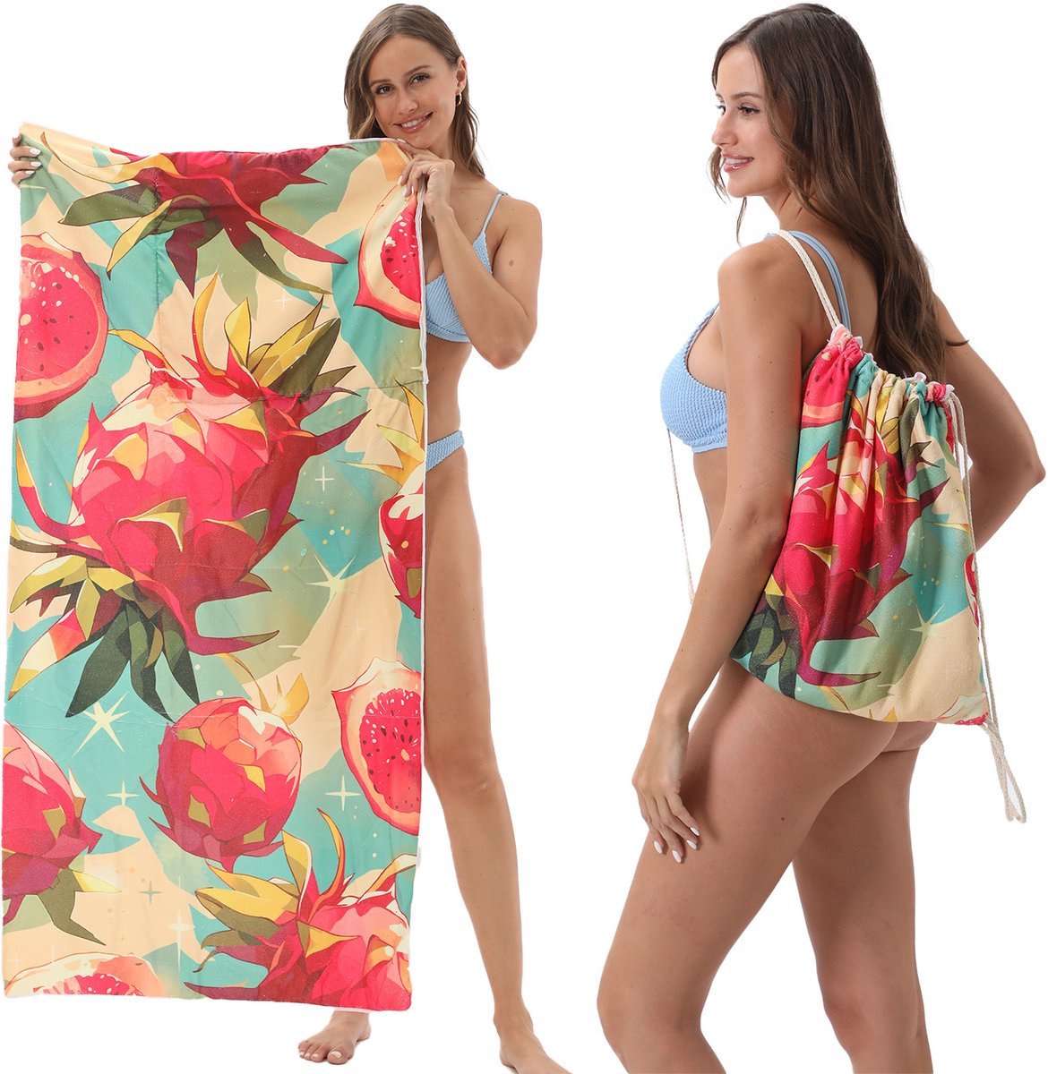 Casalora Strandlaken - Sneldrogende Handdoek - 2-in-1 Strand Handdoek met Rugzak – Microvezel – 80x160 cm – Strand & Kamperen, Yoga en Reizen