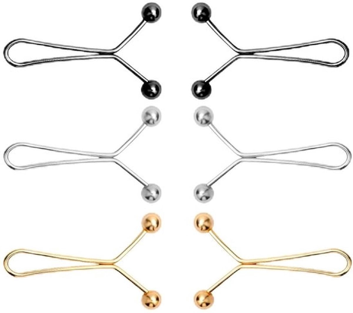 Broekbandhouders 6 stuks - Broekbandclips - Jeansclips - Y-vormige knopen - Maatvermindering - U-vormige stalen clip