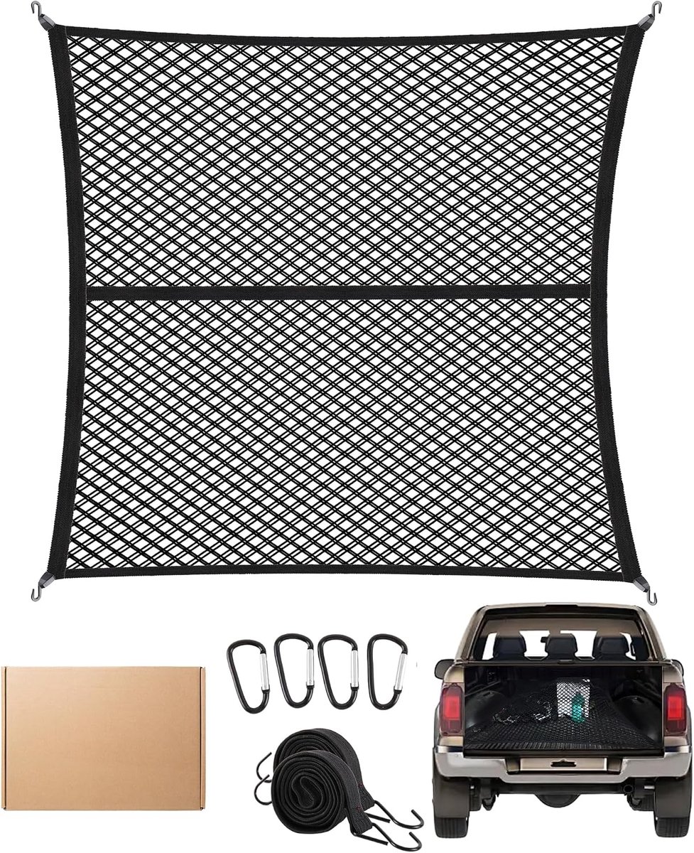 Bagagenet 120 x 120 cm - Dubbele laag elastisch - Uitbreidbaar tot 210 x 210 cm - Ideaal voor veilig transport - ShopVlot