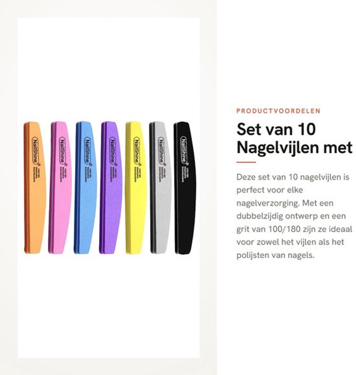 Nagelvijlen 10 stuks - Dubbelzijdig 100/180 Grit - Halve Maan Ontwerp - Draagbaar - Waterdicht - Geschikt voor Manicure/Pedicure - Nagelvijl