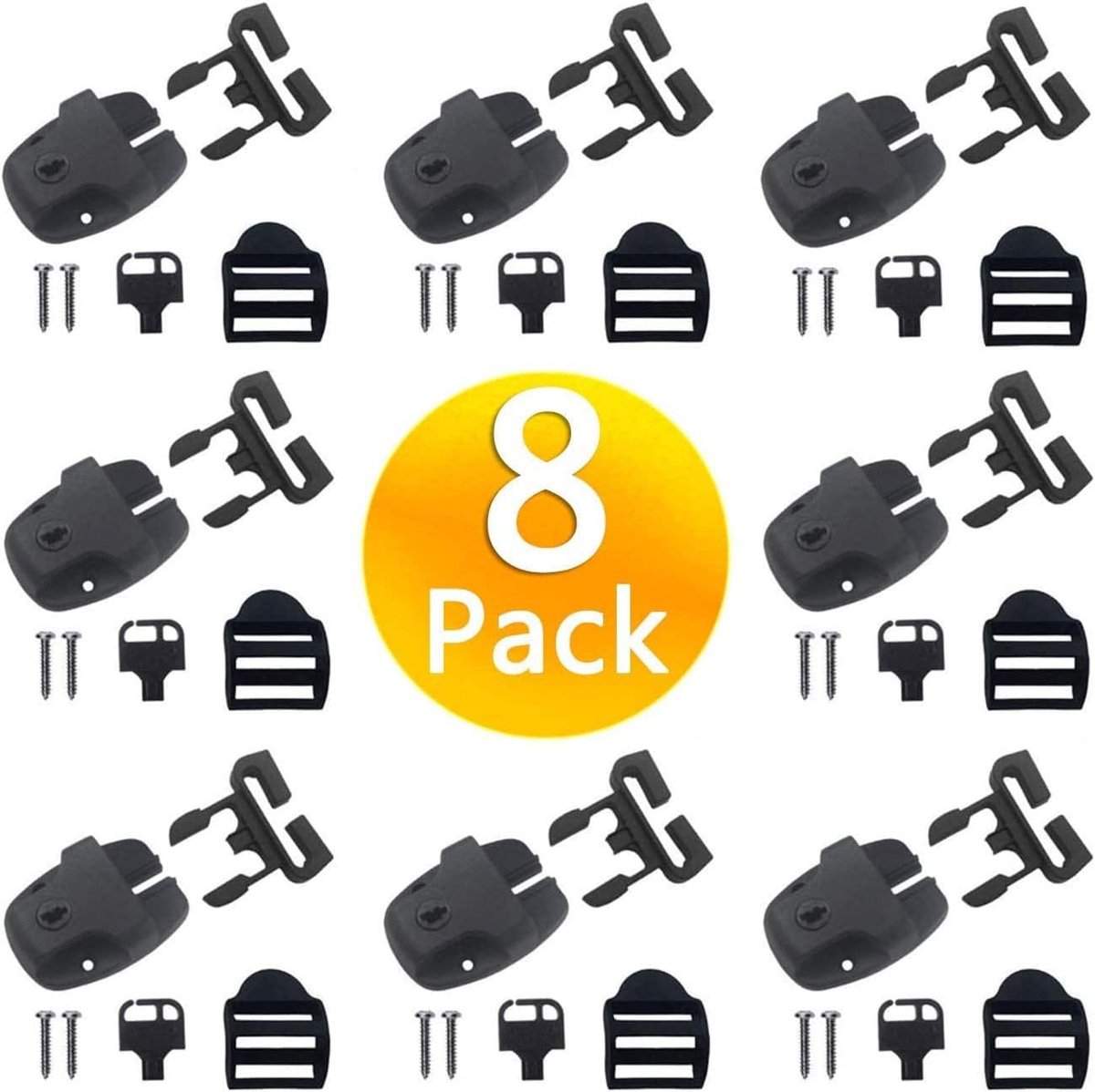 Spa hot tub cover clips set - 8 delig - zwart - vervangingsset voor spa sluitingen - ShopVlot