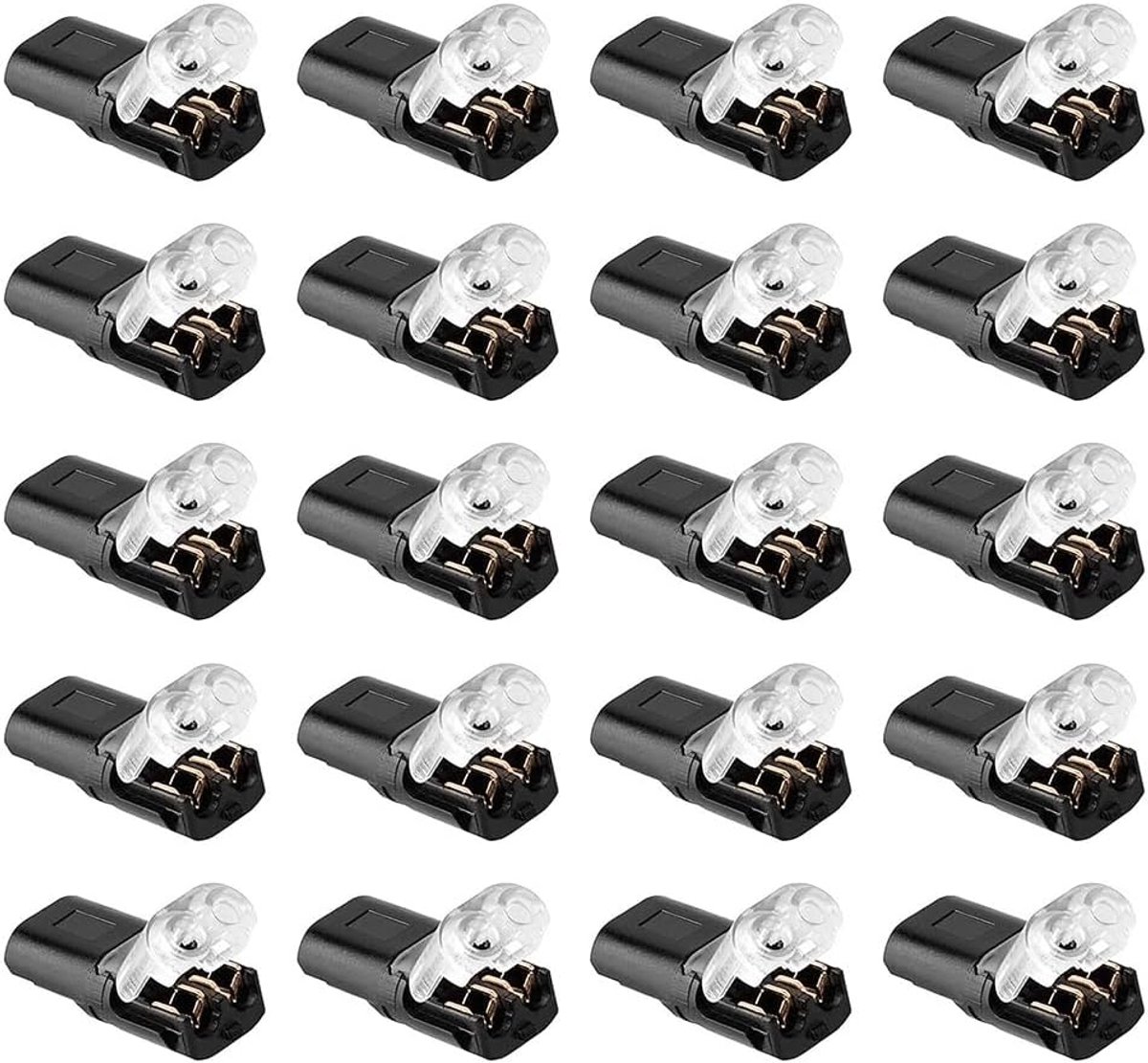 20 stuks draadconnectoren - dubbele draadverbinding - 2-pins met vergrendelingshaak - voorkomt kortsluiting - ShopVlot