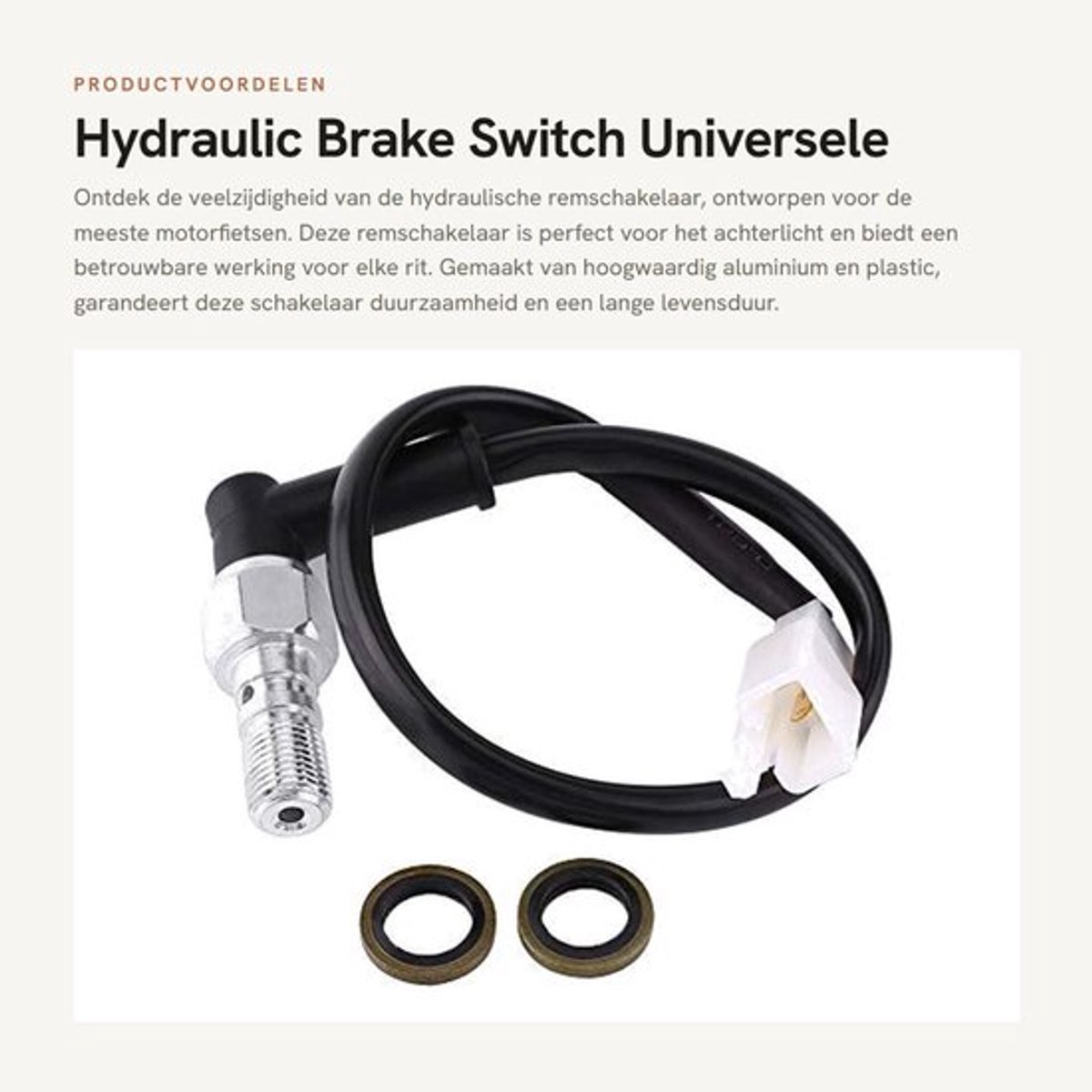 Hydraulic Brake Switch - Universele Motorfiets - Duurzaam en Robuust - Zwart - Hydraulische Remdrukschakelaar - Eenvoudige Installatie -...