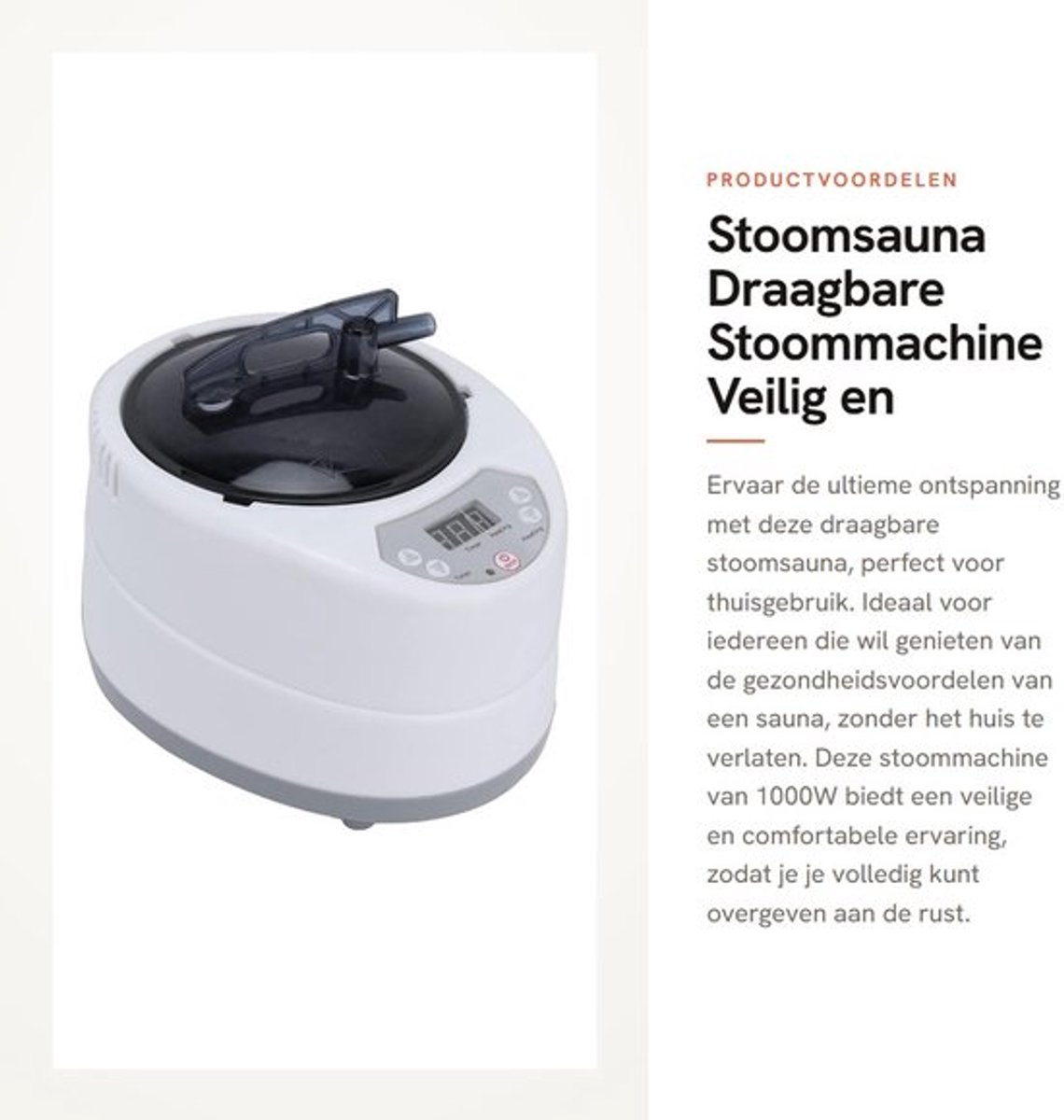Stoomsauna - Draagbare Stoommachine - Veilig en gebruiksvriendelijk - Mobiele Sauna - Lichaamsontgifting - Thuisgebruik - 2.0L