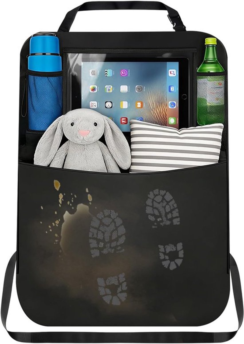 SnelShoppen - Autostoelorganizer Kinderen - Waterdichte Achterbank Beschermer met Tablet Houder, Vakken voor Flessen, Universele Pasvorm 61x41 cm