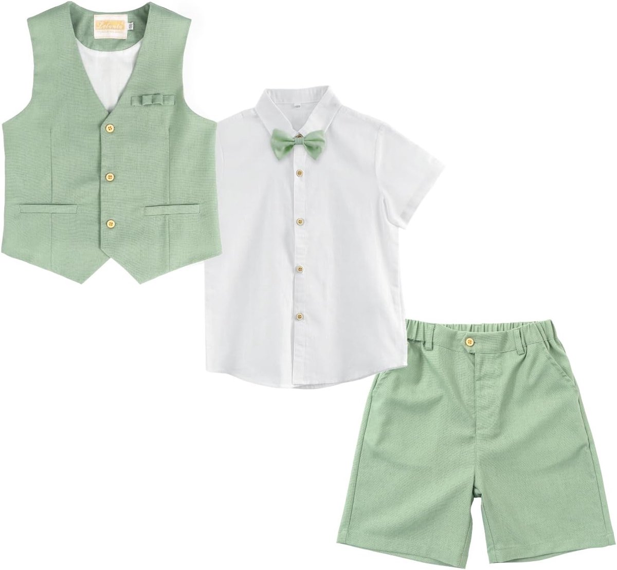 Pagen boys suit set - maat voor kinderen - linnen - groen - perfect voor bruiloften - ShopVlot