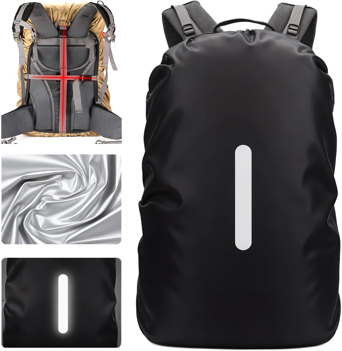 Schoolregenrugzakhoes M: 30-40L - waterdicht - met reflectoren - ideaal voor wandelen - ShopVlot