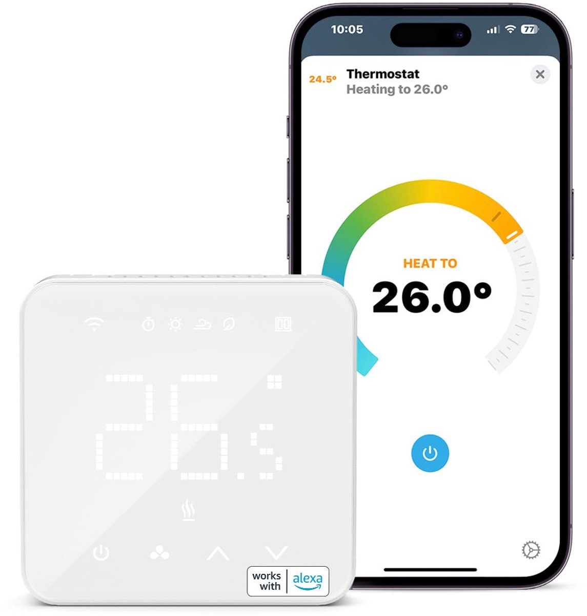 Verwarmingsthermostaat wifi - slimme bediening - spraakgestuurd - ideaal voor vloerverwarming - ShopVlot