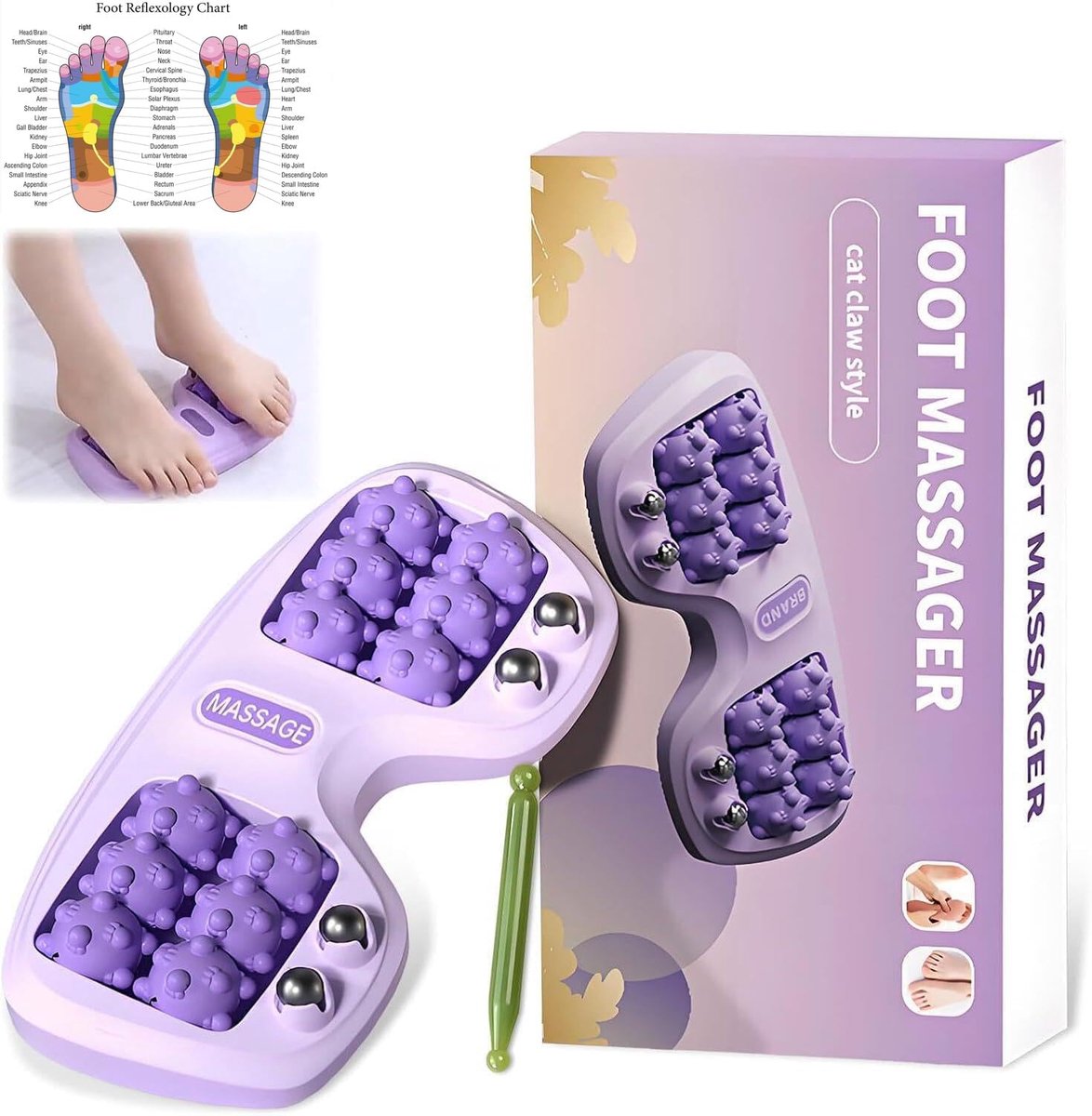 2025 Dubbele voetmassageroller met massagestaaf, ABS-voetmassageroller voor plantaire fasciitis en verbetering van de - ShopVlot