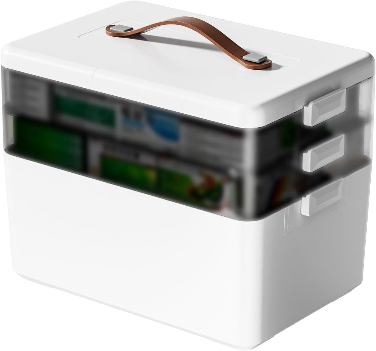 Medical Storage Box, 3 Levels, Multi-layer with Handle, for Jewelry, Medicine and Cosmetics, White - ShopVlot