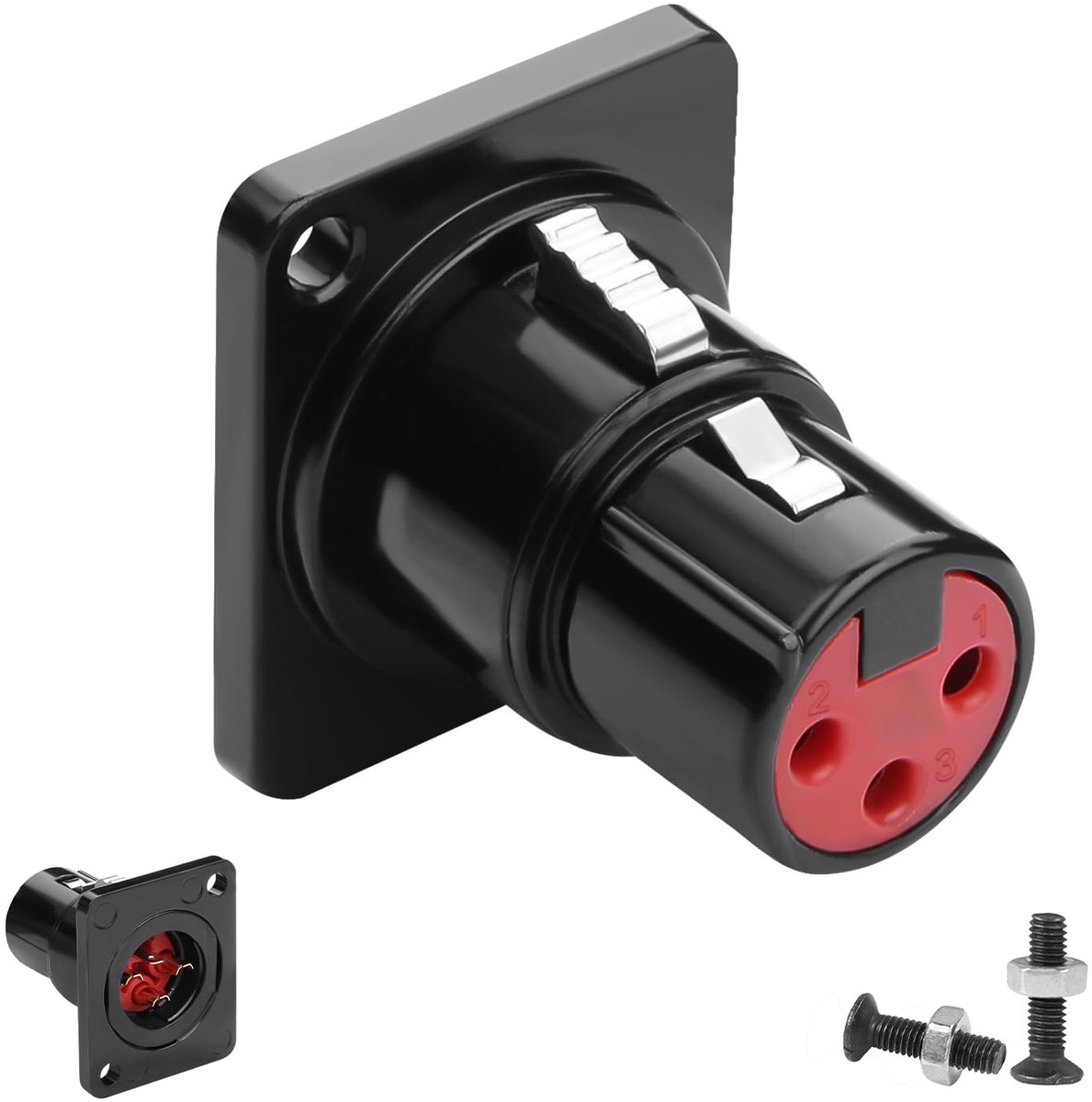 QIANRENON Voorgebogen XLR-paneelmontage, microfoonaansluiting, soldeerjack, 3-pins XLR-aansluiting, bulkhead mount - ShopVlot