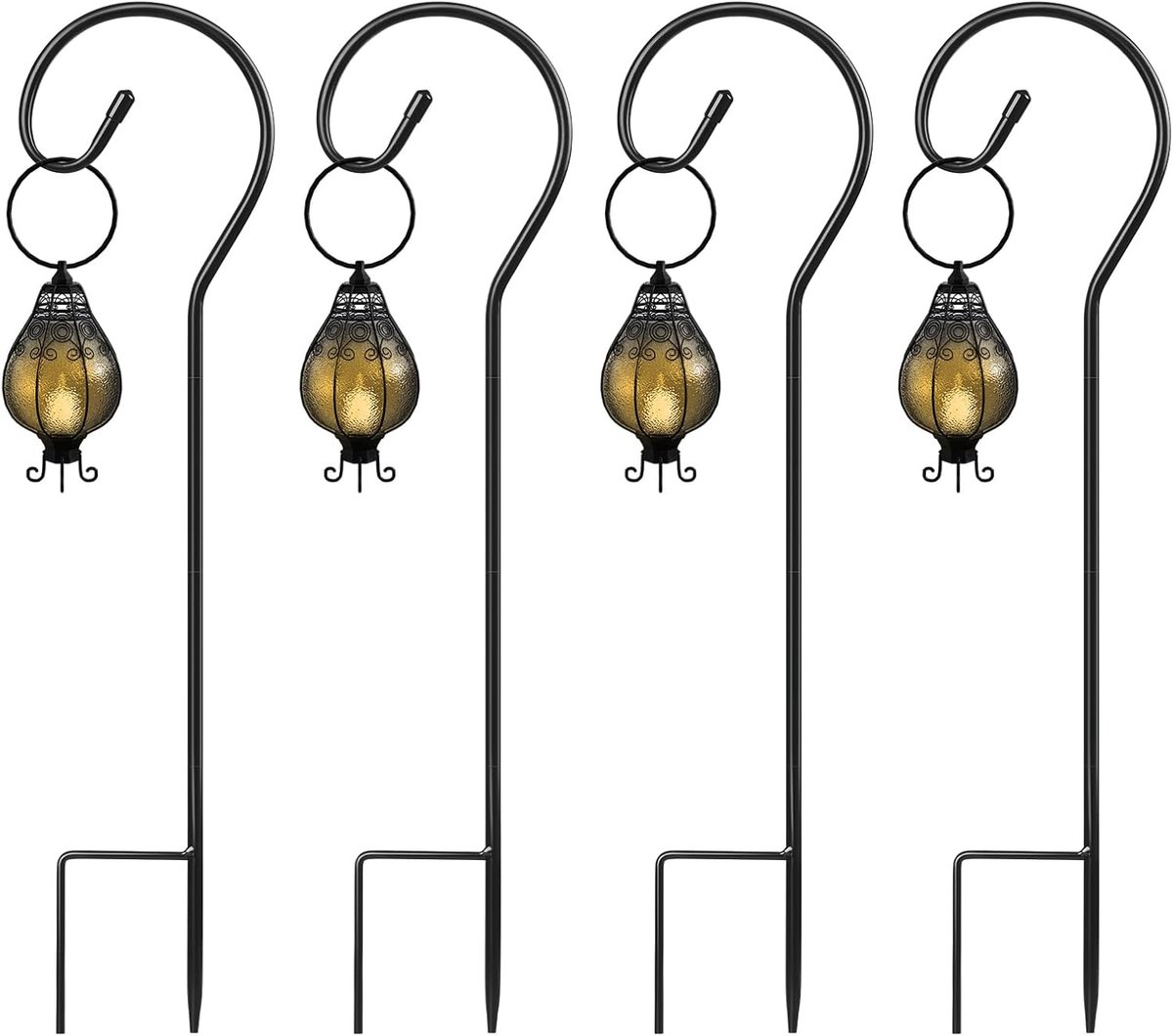 SEGNAYEN Shepherds Crooks for Garden Lanterns, 80cm Shepherd Hook with Metal Insert Base, Outdoor Light Hanging Pole - ShopVlot
