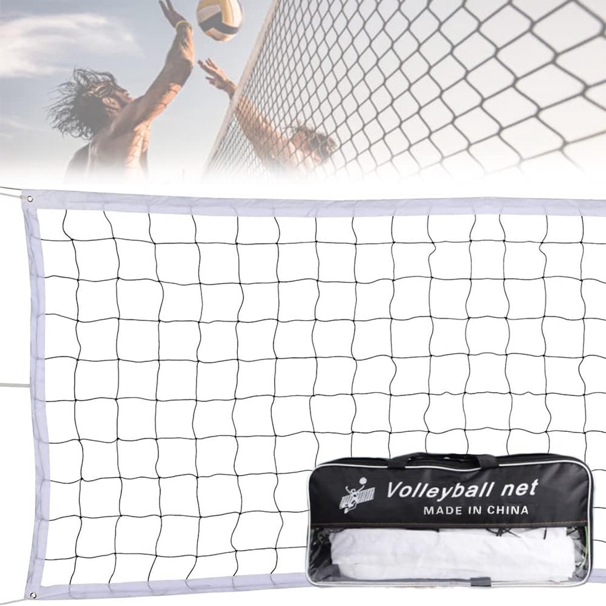 Portable Volleyball Replacement Net with Carry Bag, Standard Volleyball Training Net for Beach, Pool, Schoolyard - ShopVlot