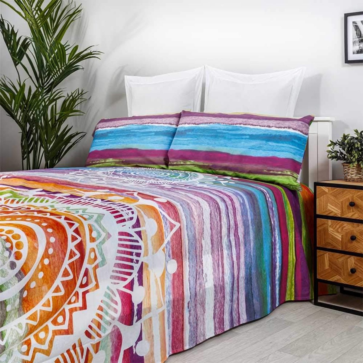 Artean J.C. Mandala watercolor paint, cama, 150 x 190/200 cm, multicolour - ShopVlot