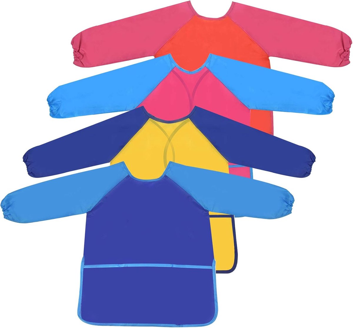 Children's Jacket Long Sleeve 3 Pockets Painting Apron Waterproof for 3-7 Years, School, Activities, Cooking, Feeding - ShopVlot