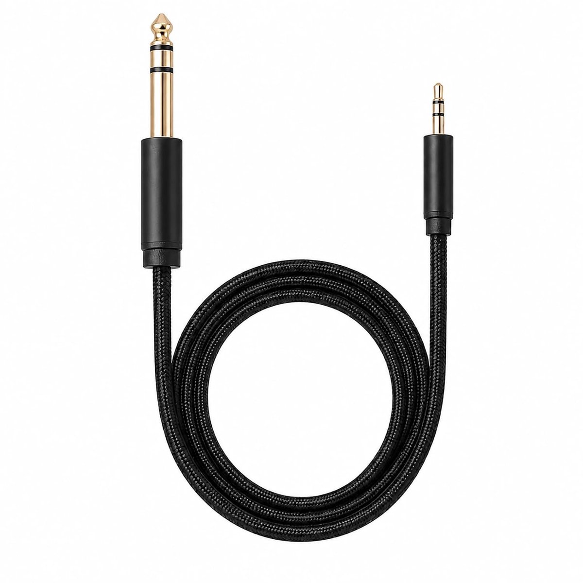 Audiokabel, stereo, 3,5 mm naar 6,35 mm, gevlochten nylon, 3 m, compatibel met elektrische piano, gitaar, versterker - ShopVlot