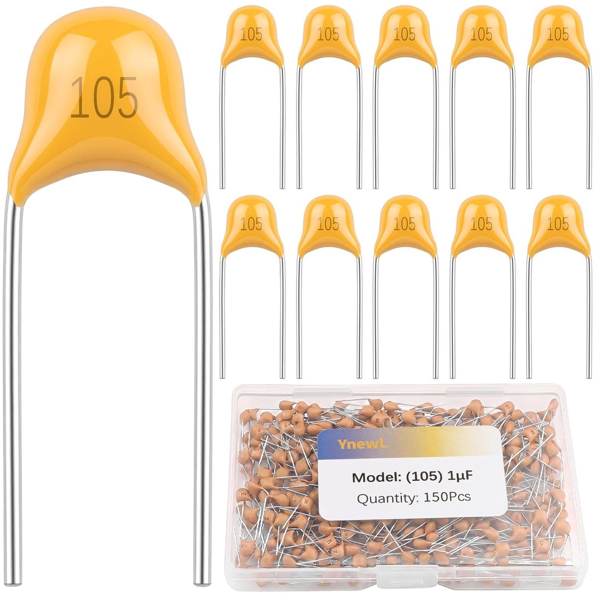 1uF 105 Capacitor, 150 Pieces, Ceramic Capacitors, 50V - 1μF Monolithic Capacitor Set 1MFD Multilayer Single Chip - ShopVlot