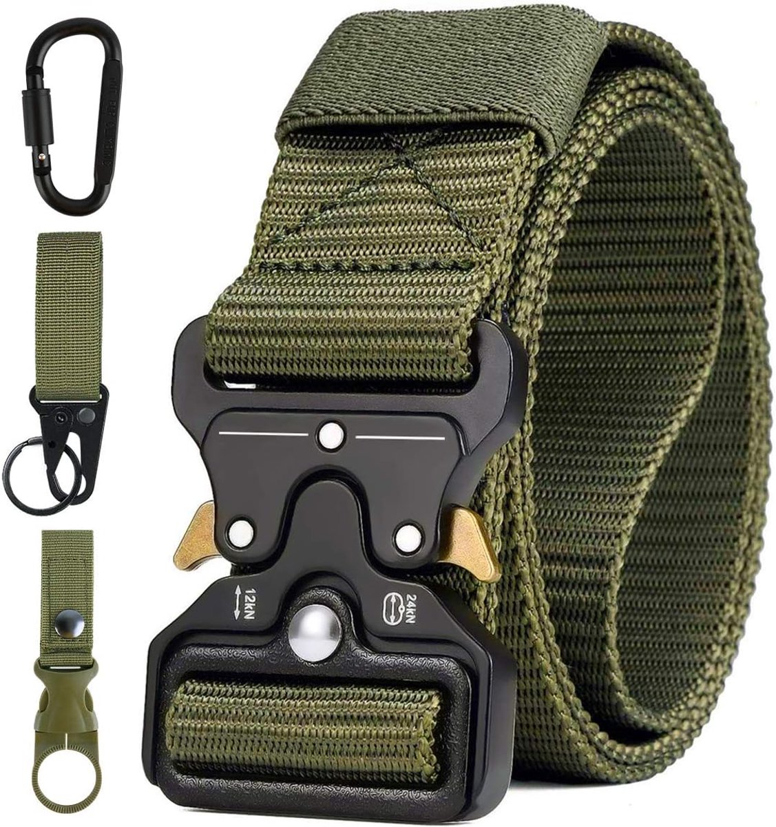 Men's Tactical Belt, Military Style Heavy Duty Nylon Canvas Waist Belt with Metal Buckle with Quick Release for - ShopVlot