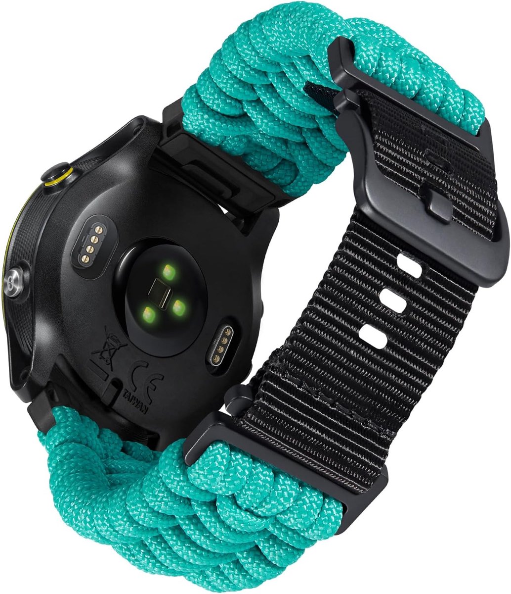 BINLUN Compatible with Garmin Band 20mm 22mm 26mm, Heavy Duty Military Paracord Braided Sport Nylon Watch Bands - ShopVlot
