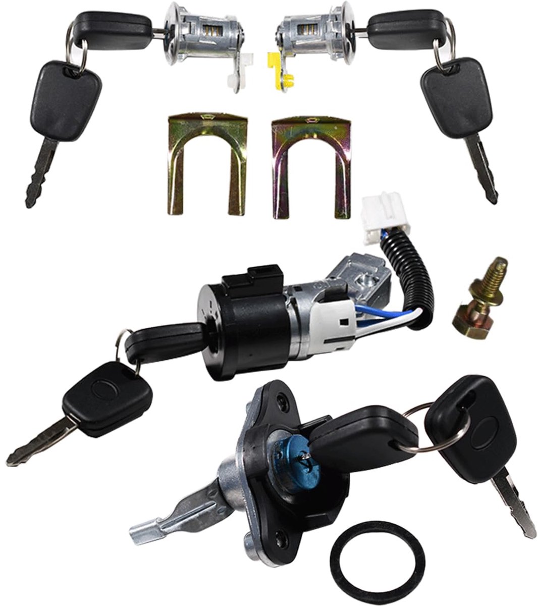 3 x Set of Ignition Locks and Door Locks, Lock Cylinder with 8 Keys, Compatible with Citroen C1 Peugeot 107 Toyota - ShopVlot