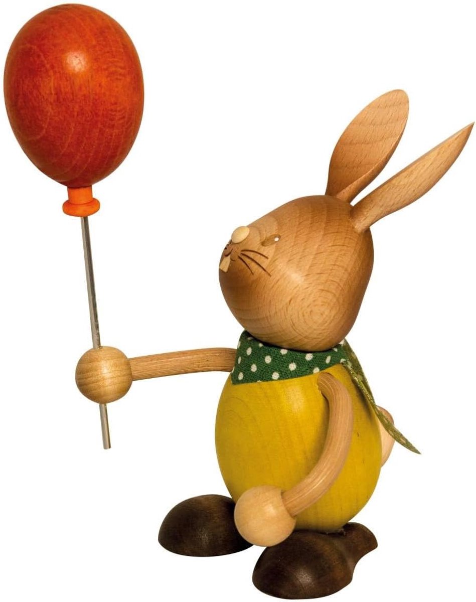 Drechslerei Kuhnert Stupsi Easter Bunny with Balloons 11 cm Made of the Finest Wood for an Enchanting Easter Party or - ShopVlot