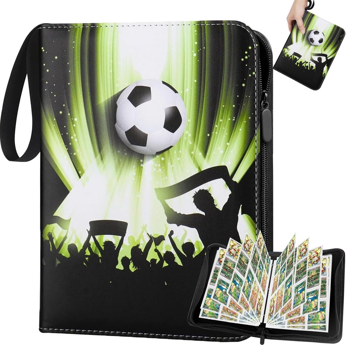 Voetbalkaarten verzamelalbum, verzamelkaartenalbum voor maximaal 900 kaarten, 9 vakken, 50 pagina's, draagbaar - ShopVlot