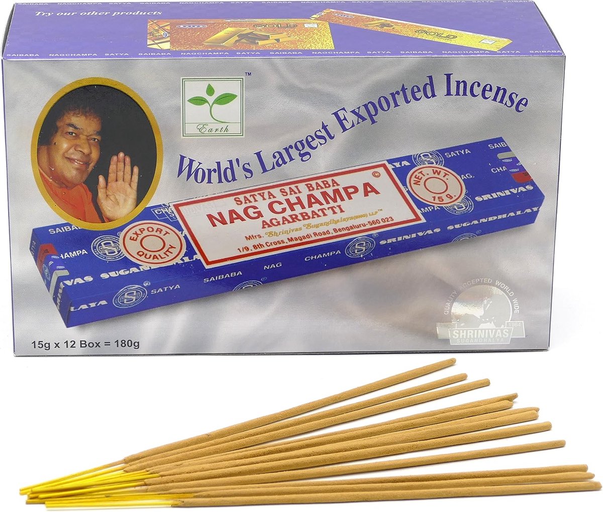 Nag Champa Incense sticks, incense, 15 g, original from India, 12 boites - ShopVlot