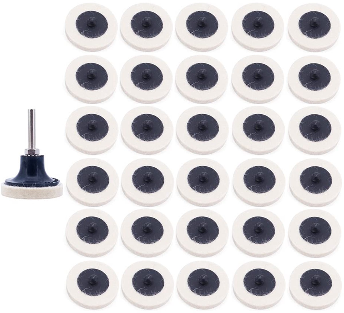 31 Pcs Polishing Pad Wheels 50 mm Wool Felt Polishing Wheels with 1/4 Inch Disc Holder for Rotating Tools - ShopVlot